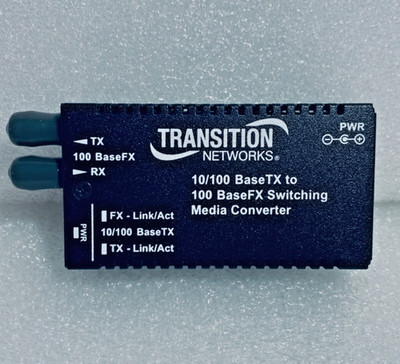Open Box-Transition Networks 10/100 BaseTX to BaseFX Switching Media Converter