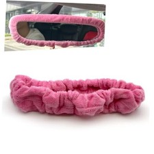 Car Rearview Mirror Cover, Elastic Plush Automotive Rear View Mirrors 1 PC Pink