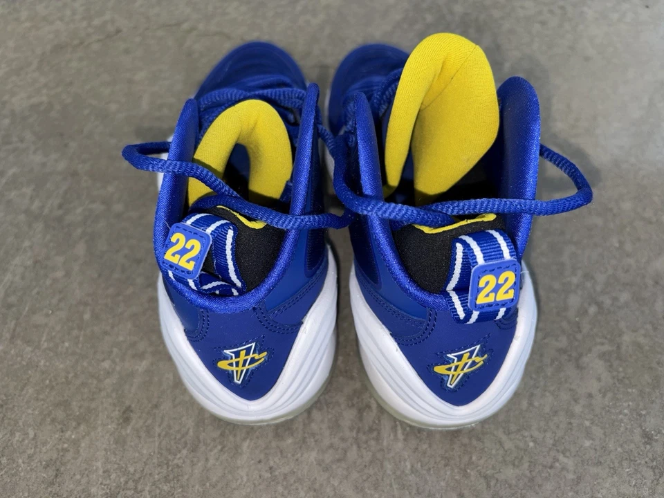 耐克 Penny 1 9 码亮蓝色/白色/黄色条纹 — 第 3/4 张图片