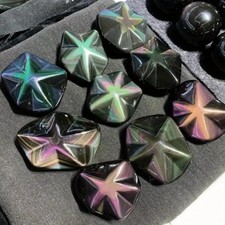 Adorno de estrella de obsidiana arco iris natural cristal curativo talla decoración del hogar regalo