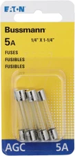 Bussmann Series AGC 5 Amp Fuse, 250 Vac and IR 200 A, Retail Pack - 5 Pieces