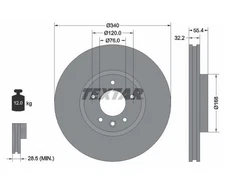 2 pieces brake disc PRO + TEXTAR 92230305 for VW Multivan V
