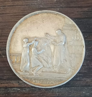 Médaille de baptême en argent 1854