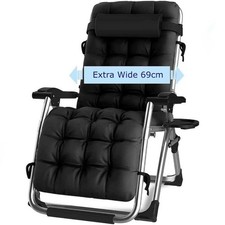 Image of Zero Gravity Chair Outdoor Reclining Extra Wide Adjustable Garden Sun Lounger UK