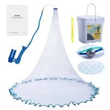 American Fishing Cast Net Saltwater Freshwater,3/8in Mesh Size Casting Net fo...