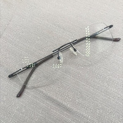 Solitaire Rimless Eyeglasses Black Metal Rectangular Lightweight Frames