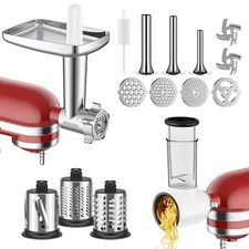 Meat Grinder & Slicer Shredder Attachments for KitchenAid Stand Mixer, Metal ...