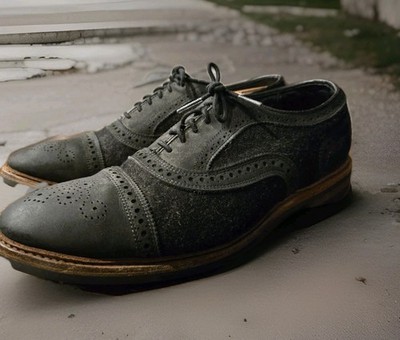 Allen Edmonds AE Strand Black Leather Cap Toe Brogue Dress Men Shoes 10US