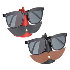 Beard Glasses Holder, Brown/Black Mustache-2Pcs Black/Wine Red 