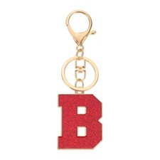 Initial Letter Keychain, A-Z Alphabet Keyring Letter B Metal Key Chain, Red