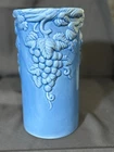 Blue Grape Vine Ceramic Vase McCoy Style Tall Decorative P701