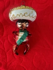 Vintage De Carlini Mexican Dancer Sombrero Glass Cinco De Mayo Ornament - Cancun