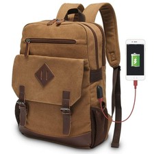 Eco-Friendly Canvas Backpack for Men Women, Vintage Rucksack Fits Most 15.6 I...