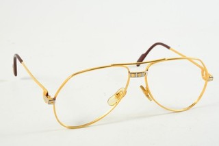 Q84Y29 Vintage Cartier Santos Eyeglasses Frames 130 Gold Plated Circa 1980s
