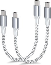 USB C to C Cable, 1FT,2-Pack Braided Short usbc 2pack-1ft, Silver