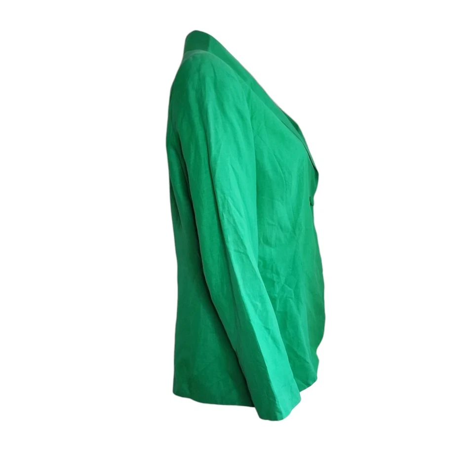 Blazer Silk Assets Diane Von Furstenberg para mujer talla L grande mezcla de lino verde Foto 4 de 4