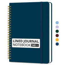 Lined Spiral Journal Notebook for Women  Men, 140 Pages, College Ruled Hardc...