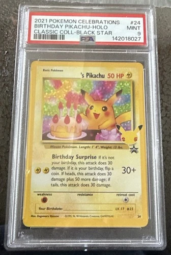 PSA 9 Pokémon TCG Set Birthday Pikachu 25th Anniversary PSA 9