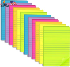  12 Pack Lined Sticky Notes 4X6 In,Large Notepads with Lines,Ruled Stickies Sup