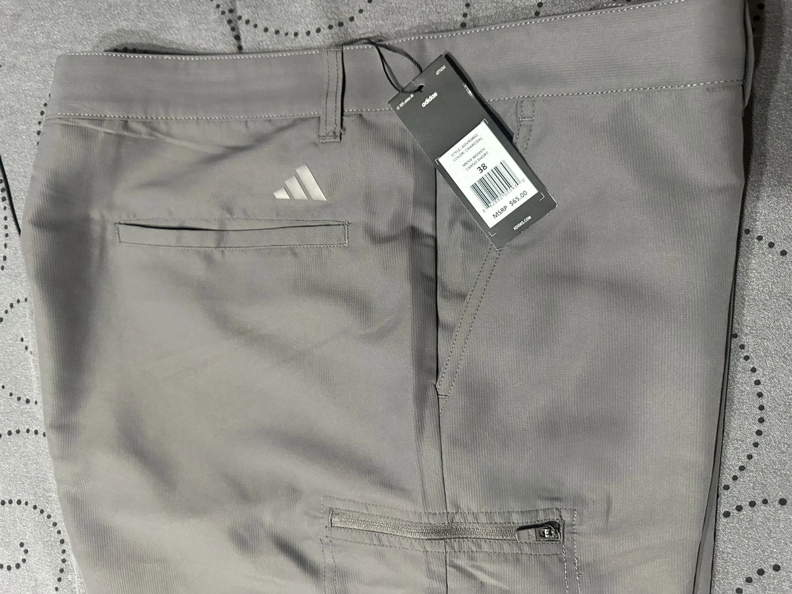 ADIDAS GOLF WOVEN CHARCOAL SEMI CARGO SHORTS SIZE 38 MEN NWT $65.00