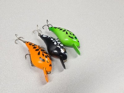 (3) Discontinued Heddon BIG HEDD Baits...BCD, GCD, OCD Coachdog Colors!!!