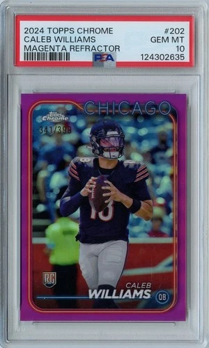 2024 Topps Chrome Caleb Williams MAGENTA REFRACTOR ROOKIE RC #'D 341/399 PSA 10