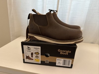 NIB 10.5 MENS GEORGIA BOOT AMP LT WEDGE WP CHELSEA WORK BOOTS GB00545