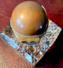 Mid 19th Century Partners Inkwell with Brass Double Top and Cut Crystal 1889 VGC