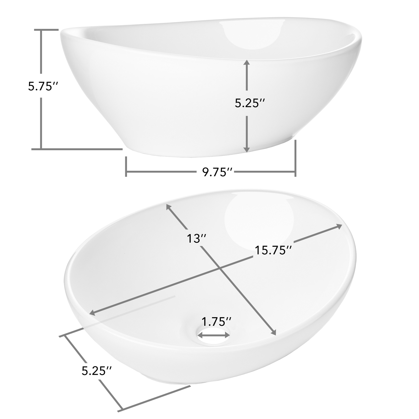 Modern Ceramic Vessel Sink Bathroom Vanity Bowl Small Oval White
