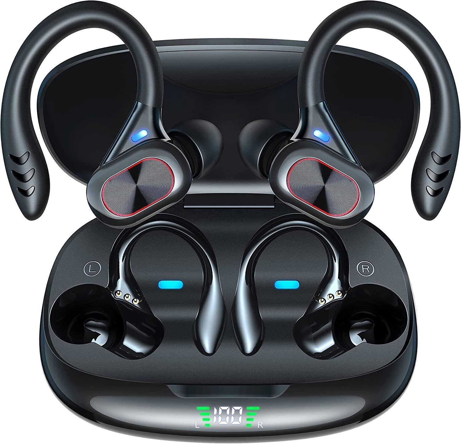 Wireless Bluetooth Earbuds with Ear Hook for iPhone 15 14 13 Pro 12 11 XR-image