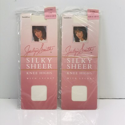New Jaclyn Smith Woman s Knee Highs Silky Sheer White  Lot 2 Pair Size 8.5-11