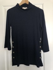 Anthropologie Saturday Sunday Mock Neck Ribbed Navy Blue Sweater Top Womens XS