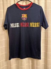 Barcelona FC Shirt Messi Medium  Men Blue Short Sleeve Polyester Soccer Camisa