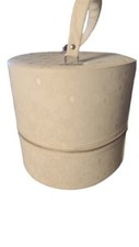 Vintage Textured Vinyl Travel Hat Box Wig Case Zippered Luggage Off White