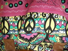 Old East PEACE One World LtWt Canvas Zip Weekender Purse TOTE Bag NWT multi Pink