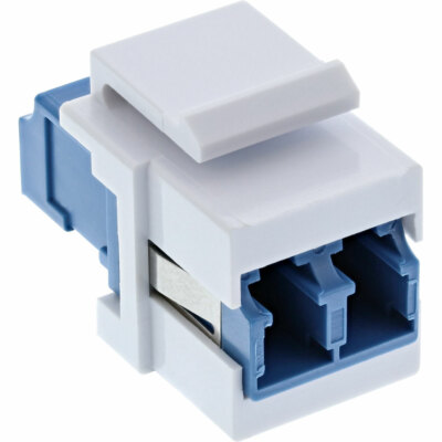 LWL Keystone Snap-in Kupplung weiß Duplex LC/LC singlemode blau Keramik-Hülse