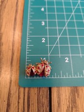 Vintage Beautiful Rhinestone Pin Brooch In Gold Tone Ladybug