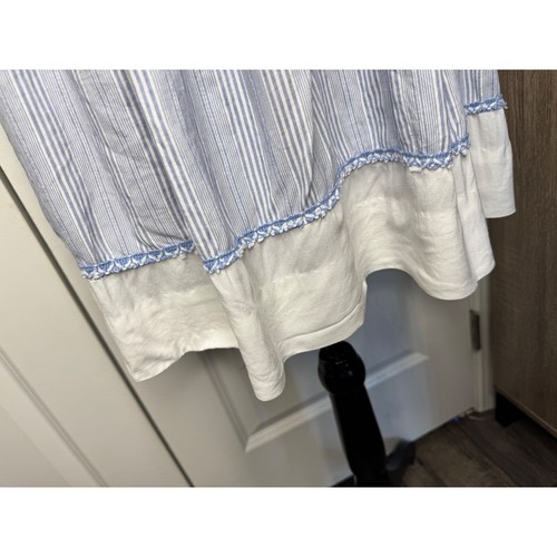 Vintage Girl's Blue/White Striped Peter Pan Collar Fit and Flare Dress size 14 - Picture 6 of 7