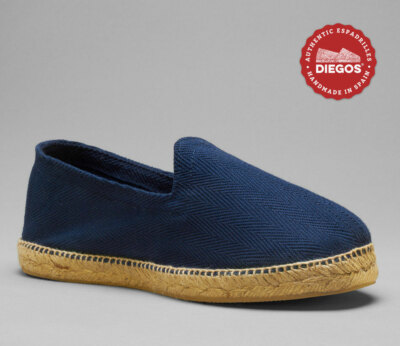 Diegos  French style navy herringbone espadrilles shoes for men, Made in Spain