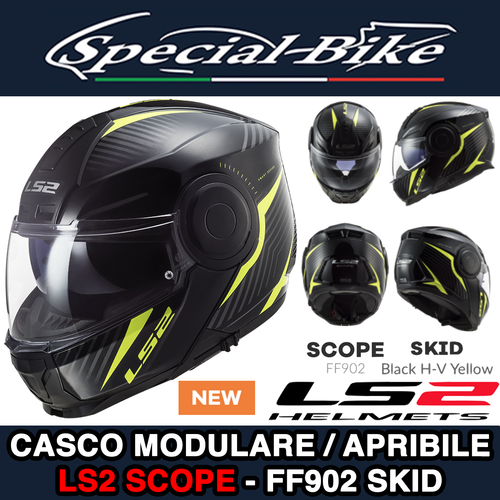 CASCO MOTO LS2 SCOPE MODULARE APRIBILE OMOLOGATO FF902 SKID LUCIDO BLACK |  eBay