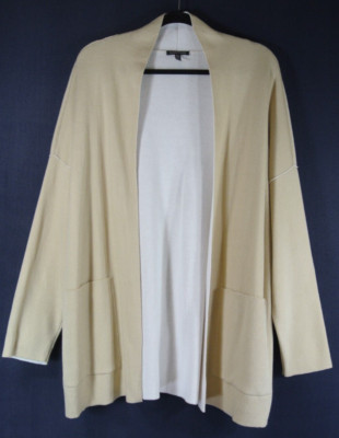 NEW Eileen Fisher Peruvian Organic Cotton-Blend Boxy Cardigan Sand - XL #S4834