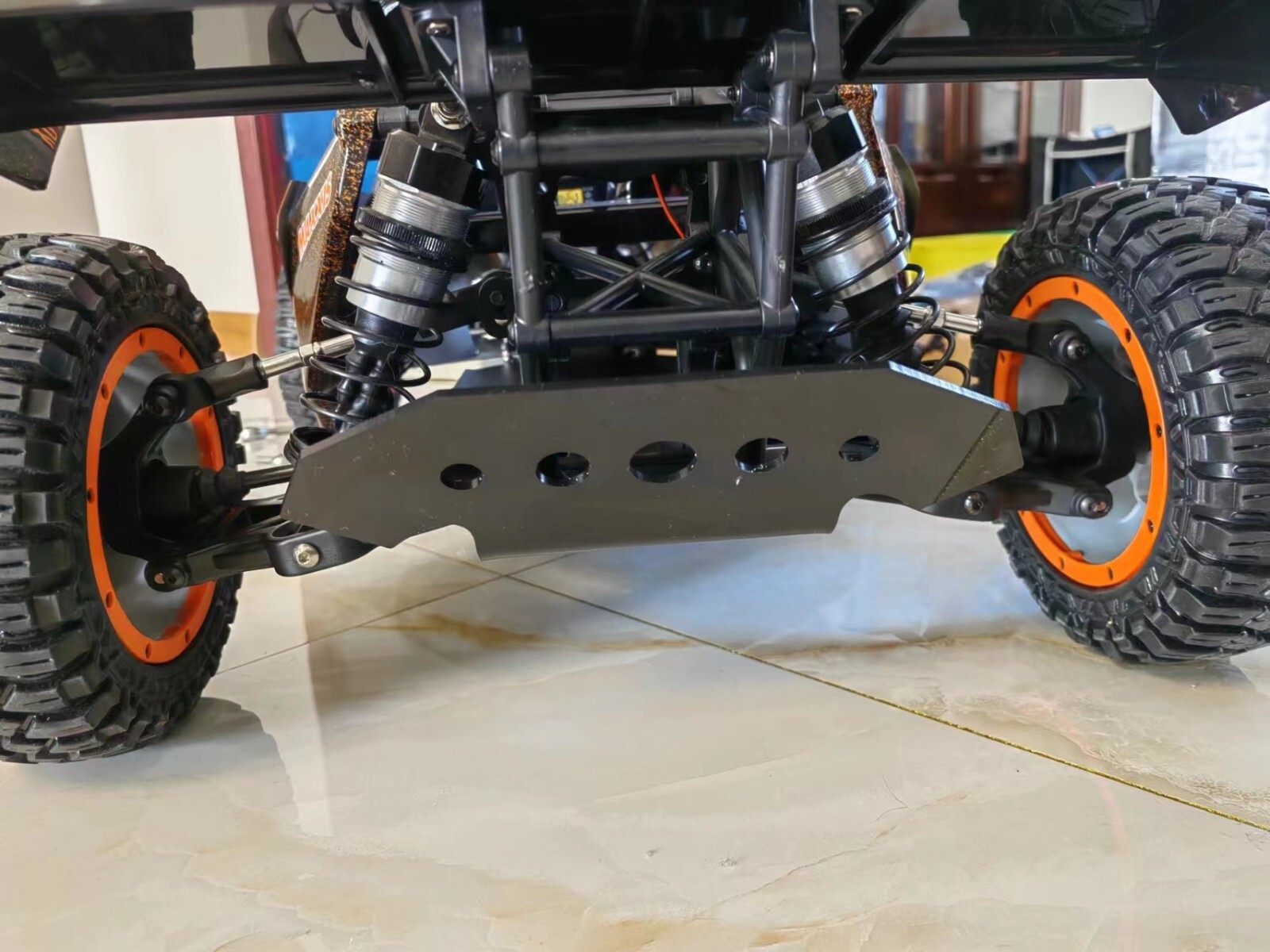 Losi DBXL-E 2.0 RC Tire - Silver Red Bead Lock Wheels, Model LOS45033, Durable Plastic Material main image 1