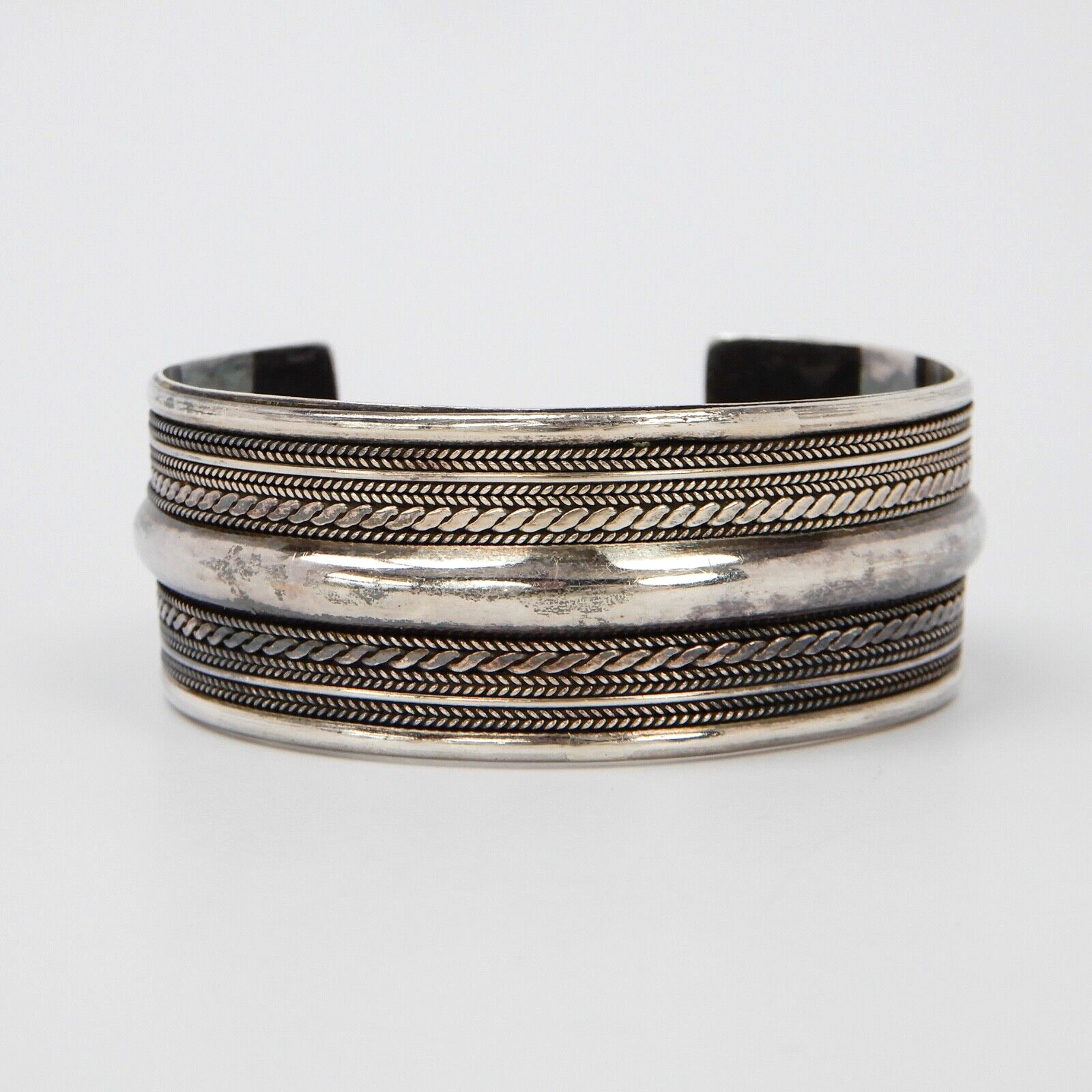 Solid 925 Sterling Silver 1" Wide Adjustable Reli… - image 5