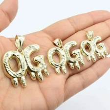 Drop Textured Original Gangster "OG" Pendant Real 10K Yellow Gold All Sizes