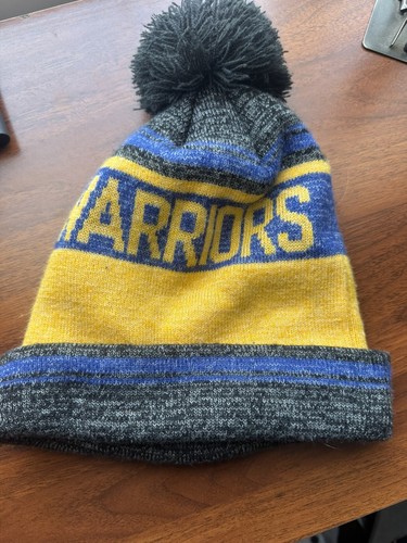 New Era Hardwood Classics NBA Golden State Warriors Sport Knit Pom Pom Hat VGUC - Picture 3 of 5