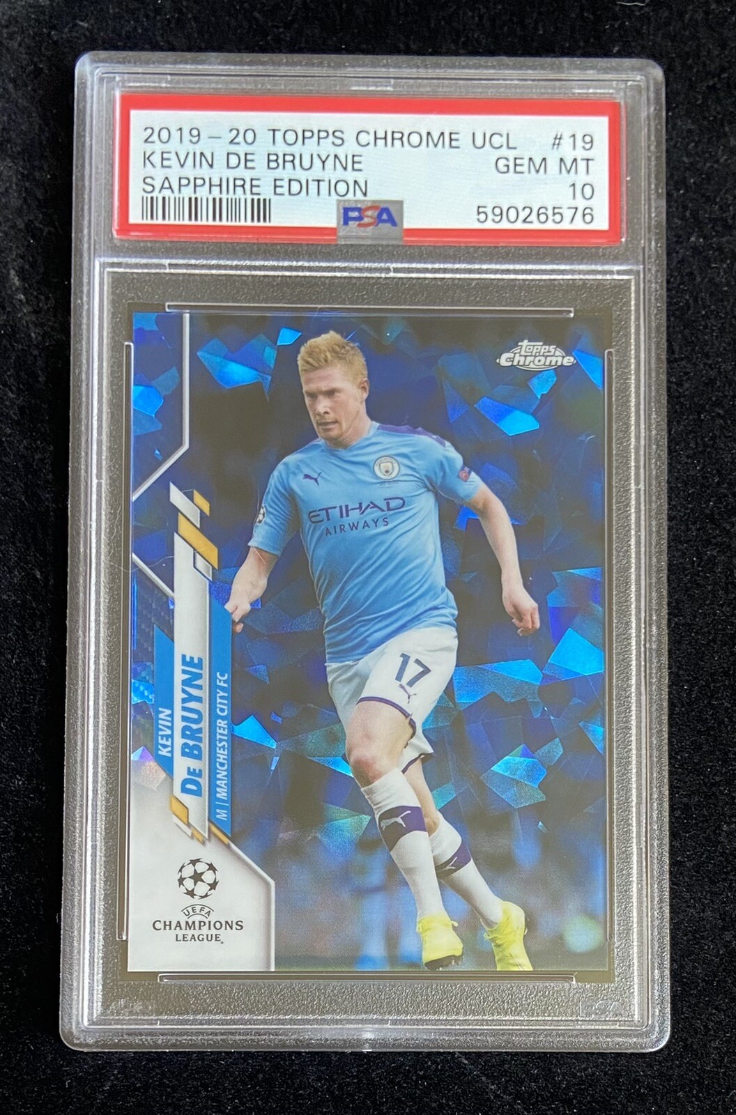 2019-20 Topps Chrome Champions League Sapphire Kevin De Bruyne Card #19 PSA 10