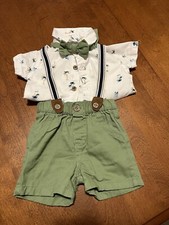 Infant Baby Boy Kid Gentleman Bow Tie Solid Shirt Top Shorts Overalls Outfit Set