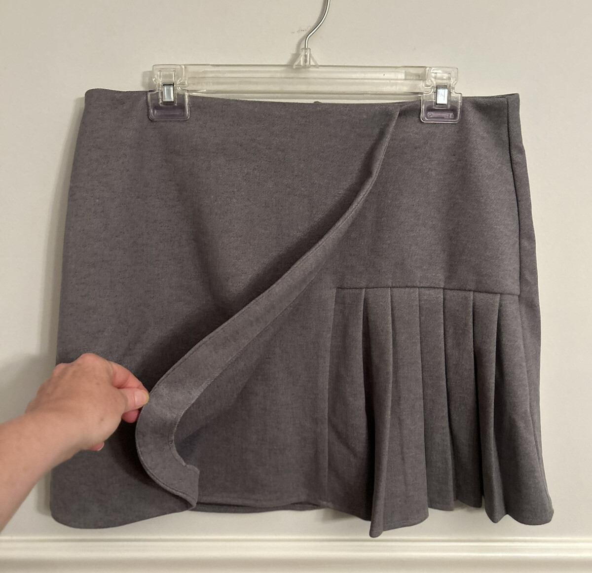 Women’s Primark Pleated Faux Wrap Skater Grey Skirt Size 10 eBay