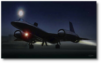 Night Launch by Peter Chilelli - Lockheed SR-71 ''Blackbird'' - Aviation Art