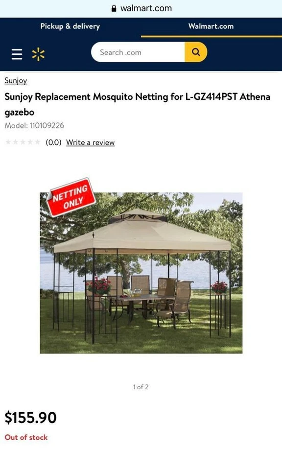 SUNJOY Replacement Mosquito Netting 10'x10' for Athena gazebo LIQUIDATION SALE - Image 2 of 4